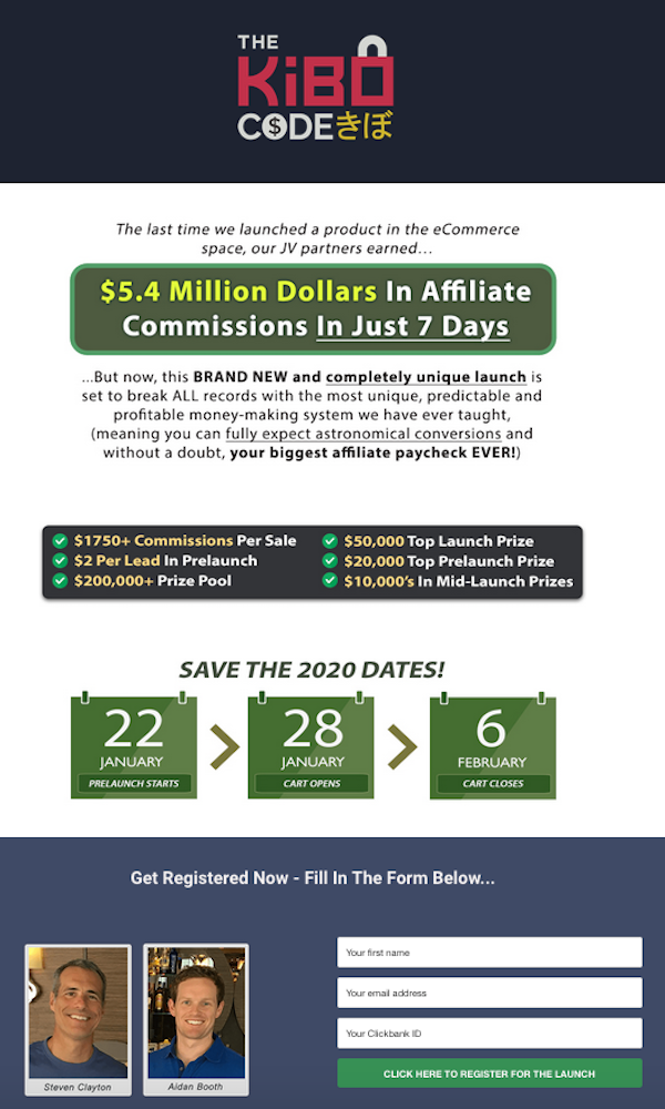 Aidan Booth + Steven Clayton – The Kibo Code Launch Affiliate Program JV Invite Aidan Booth + Steven Clayton – The Kibo Code Launch Affiliate Program JV Invite