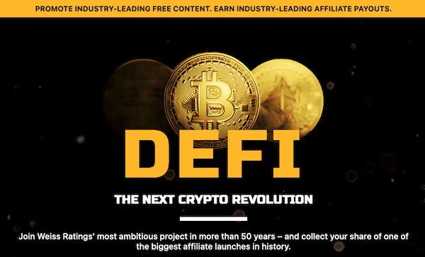 Weiss Ratings - DeFi: The Next Crypto Revolution Launch Affiliate Program JV Invite Page - Pre-Launch Begins: Thursday, July 14th 2022 - Launch Day: Wednesday, July 27th 2022